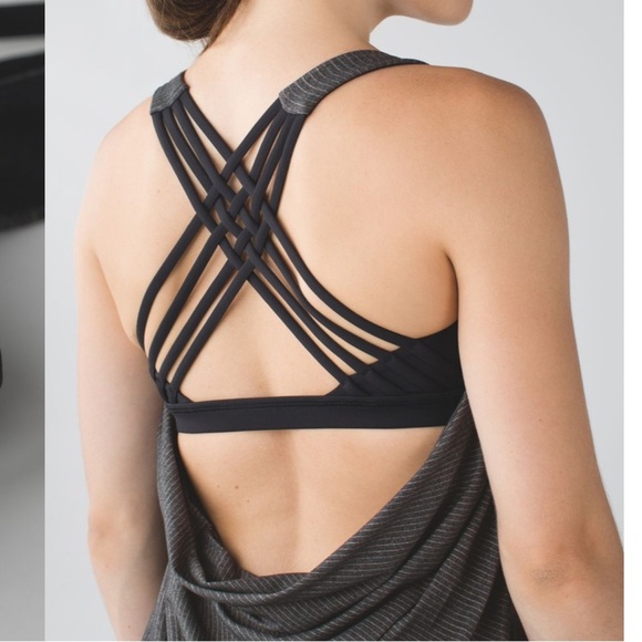 Lululemon Wild Tank Size 8 Heathered Black Strappy Back Sports Bra - Picture 10 of 16